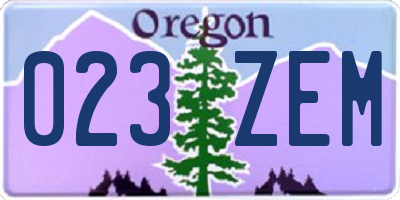 OR license plate 023ZEM