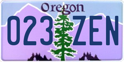 OR license plate 023ZEN