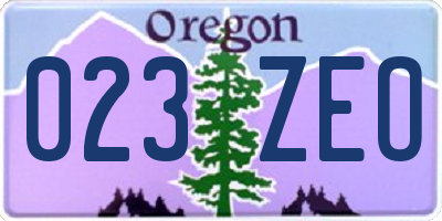 OR license plate 023ZEO