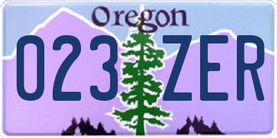 OR license plate 023ZER