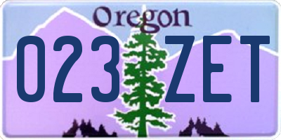 OR license plate 023ZET