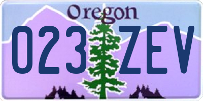 OR license plate 023ZEV
