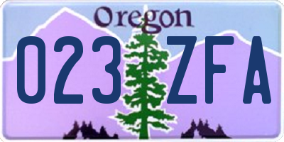 OR license plate 023ZFA