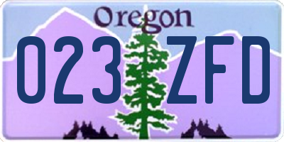 OR license plate 023ZFD