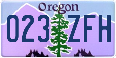 OR license plate 023ZFH