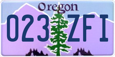 OR license plate 023ZFI