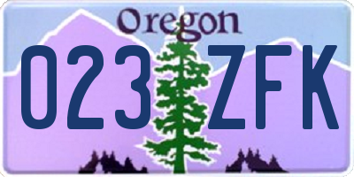 OR license plate 023ZFK