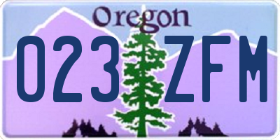 OR license plate 023ZFM