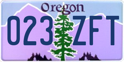 OR license plate 023ZFT