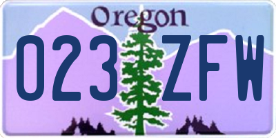 OR license plate 023ZFW