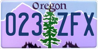 OR license plate 023ZFX