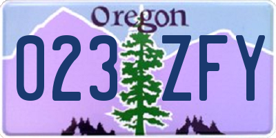 OR license plate 023ZFY