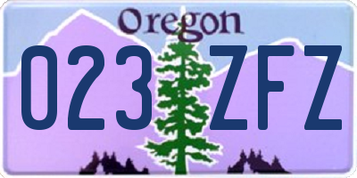 OR license plate 023ZFZ