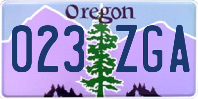 OR license plate 023ZGA