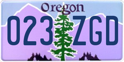 OR license plate 023ZGD