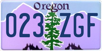 OR license plate 023ZGF