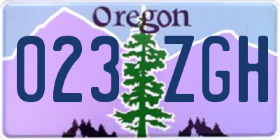 OR license plate 023ZGH