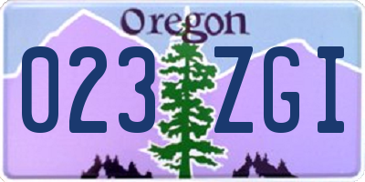 OR license plate 023ZGI