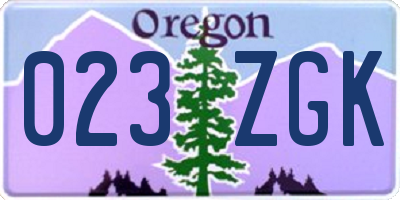 OR license plate 023ZGK