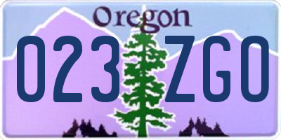 OR license plate 023ZGO