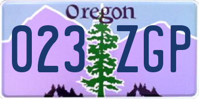 OR license plate 023ZGP