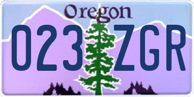 OR license plate 023ZGR