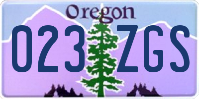 OR license plate 023ZGS