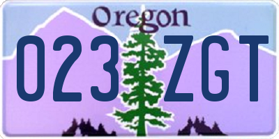 OR license plate 023ZGT