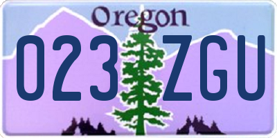 OR license plate 023ZGU