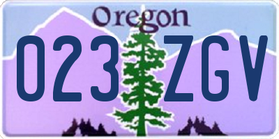 OR license plate 023ZGV