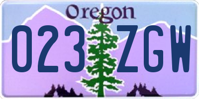 OR license plate 023ZGW