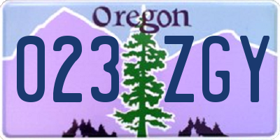 OR license plate 023ZGY