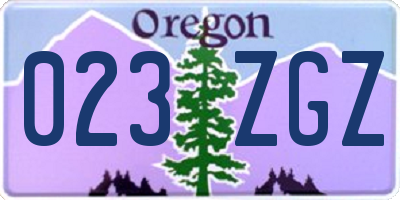 OR license plate 023ZGZ
