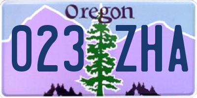 OR license plate 023ZHA