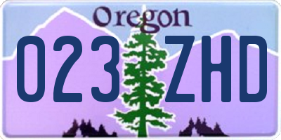 OR license plate 023ZHD