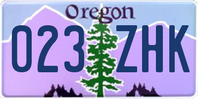 OR license plate 023ZHK