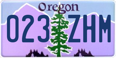 OR license plate 023ZHM