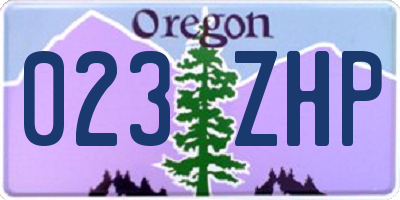 OR license plate 023ZHP