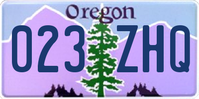 OR license plate 023ZHQ