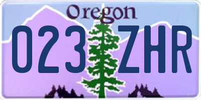 OR license plate 023ZHR