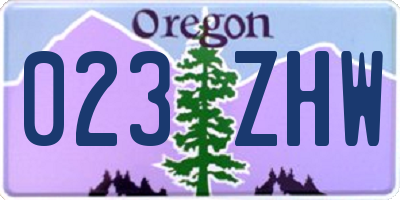 OR license plate 023ZHW