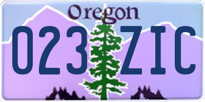 OR license plate 023ZIC