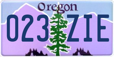 OR license plate 023ZIE