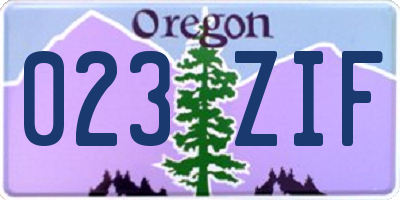 OR license plate 023ZIF