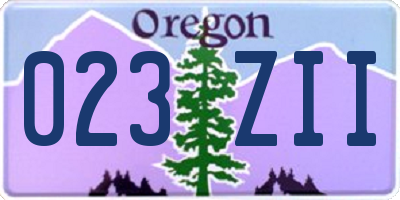 OR license plate 023ZII