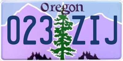 OR license plate 023ZIJ