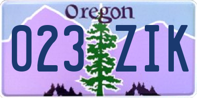 OR license plate 023ZIK