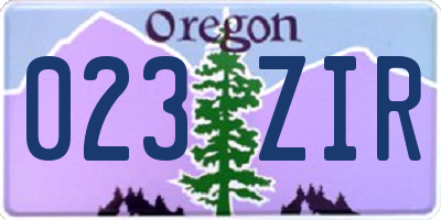 OR license plate 023ZIR