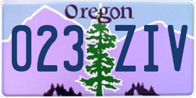 OR license plate 023ZIV