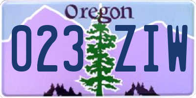 OR license plate 023ZIW